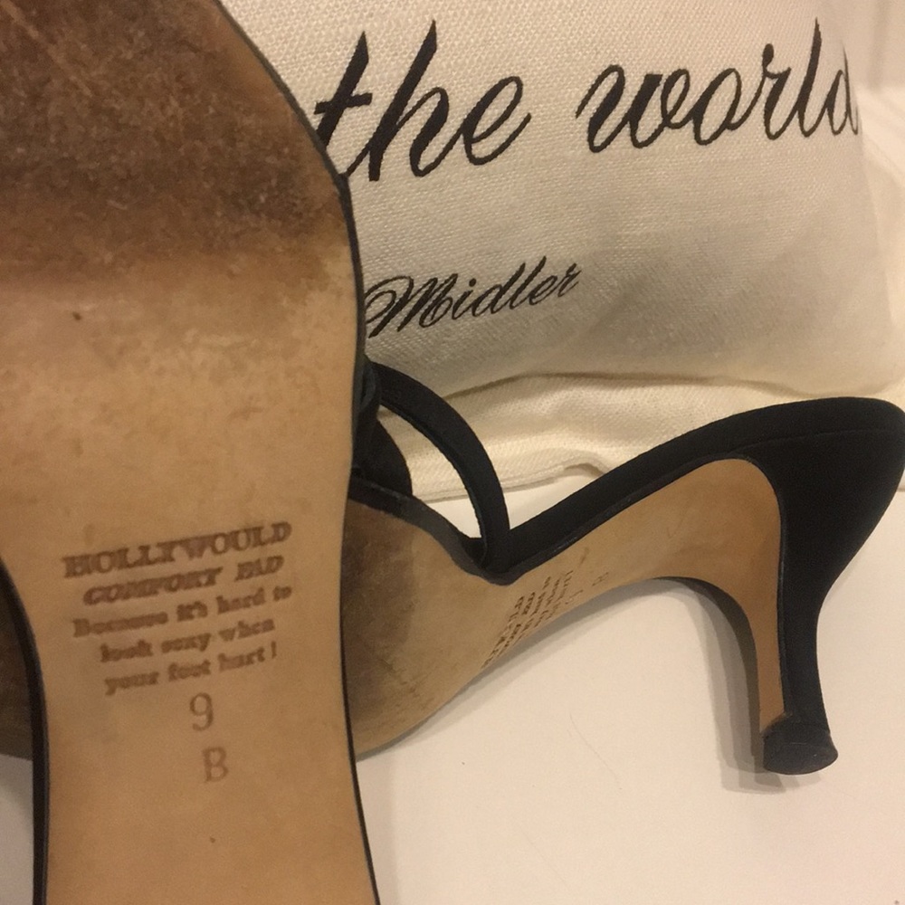 HOLLYWOULD Black Silk Open Peep Toe Pumps Size 9B - Picture 4 of 5